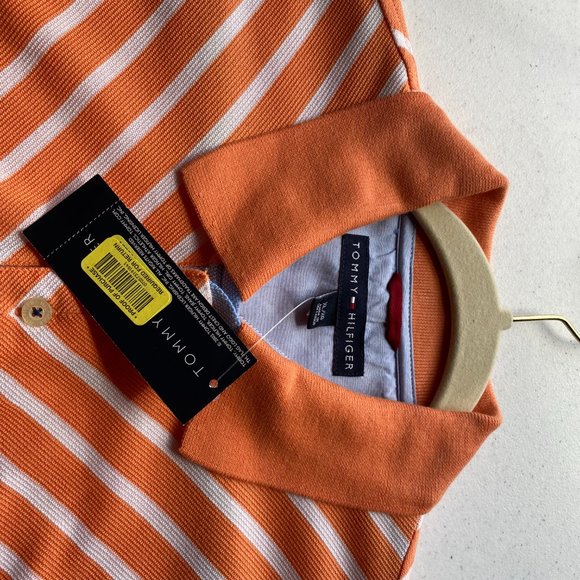 TOMMY HILFIGER POLO SHIRT XL ORANGE DIAGONAL STRIPE VERY UNIQUE SHIRT - Picture 10 of 16